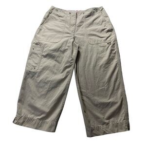 VTG Ralph Lauren Capri Crop Travel Pants Sand size 4 Cargo Pocket Keychain‎ Ring
